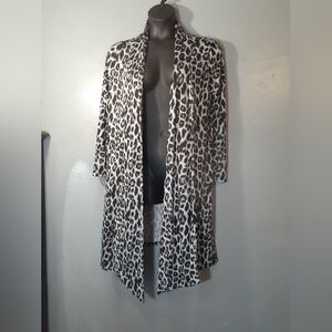 Bee Unique Leopard Print Open-Front Knit Cardigan